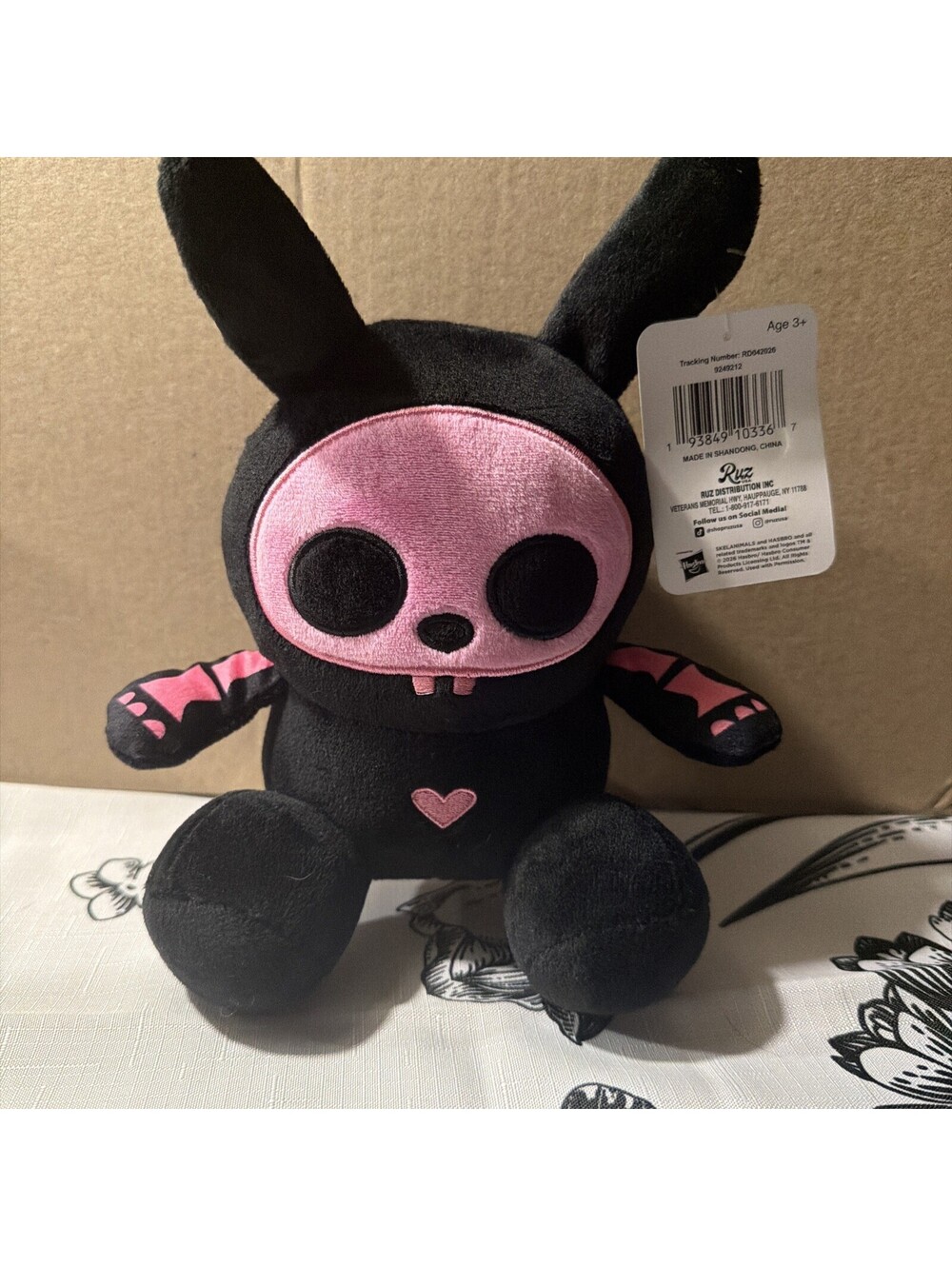OFFICIAL* Skelanimals Black and Pink Plush-JACK- NWT